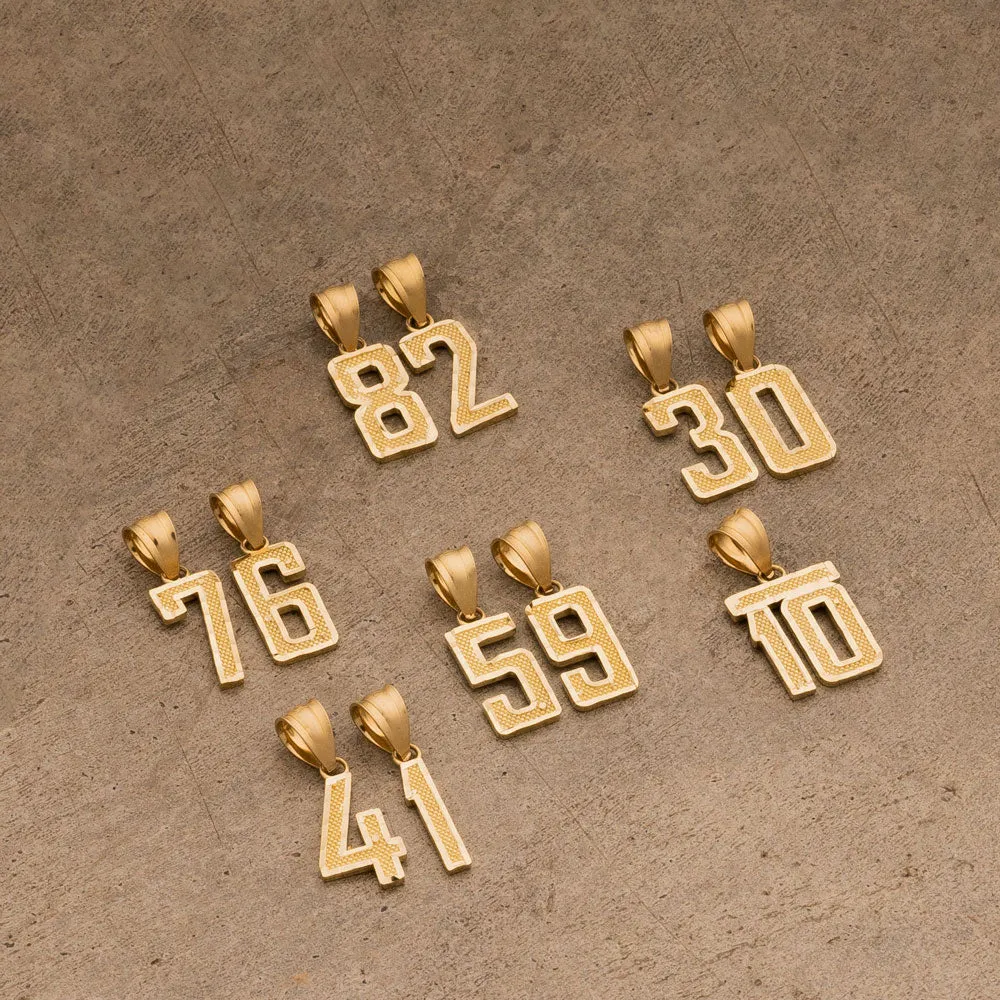 10k Solid Gold Small Jersey Number Pendant