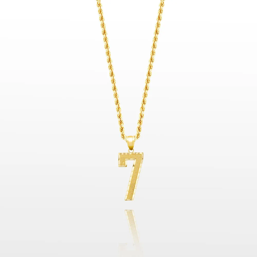 10k Solid Gold Small Jersey Number Pendant