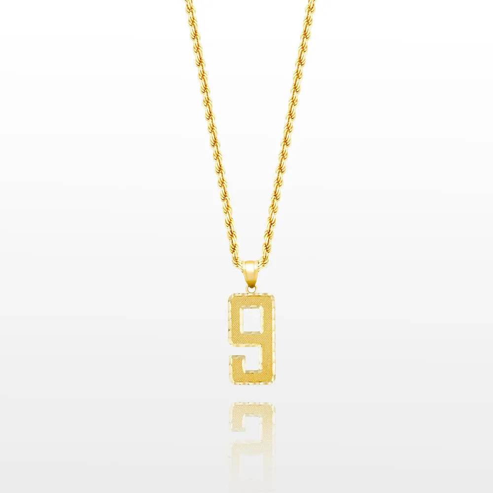 10k Solid Gold Small Jersey Number Pendant