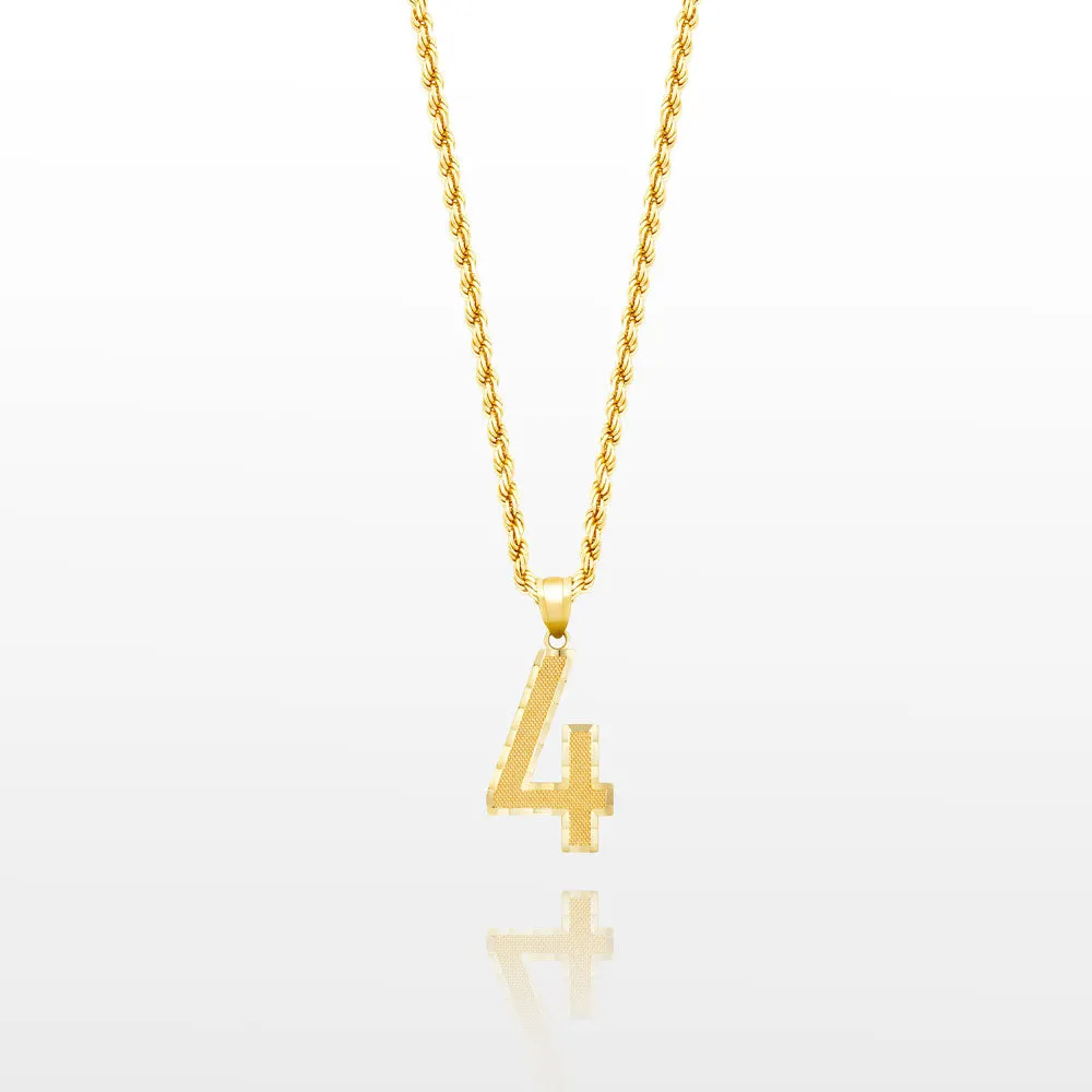 10k Solid Gold Small Jersey Number Pendant