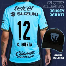 12 César Huerta - Colección Azul Báltico - Jersey Tercer Kit + Gorra de Regalo