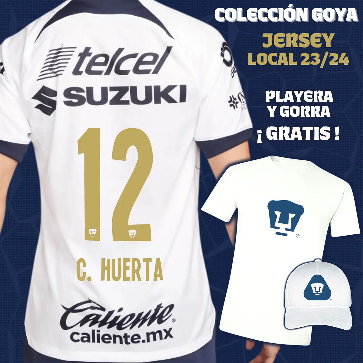 12 César Huerta - Colección Goya Hombre - Jersey Local + Playera y Gorra de Regalo