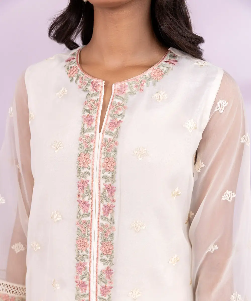 2 Piece - Embroidered Organza Suit