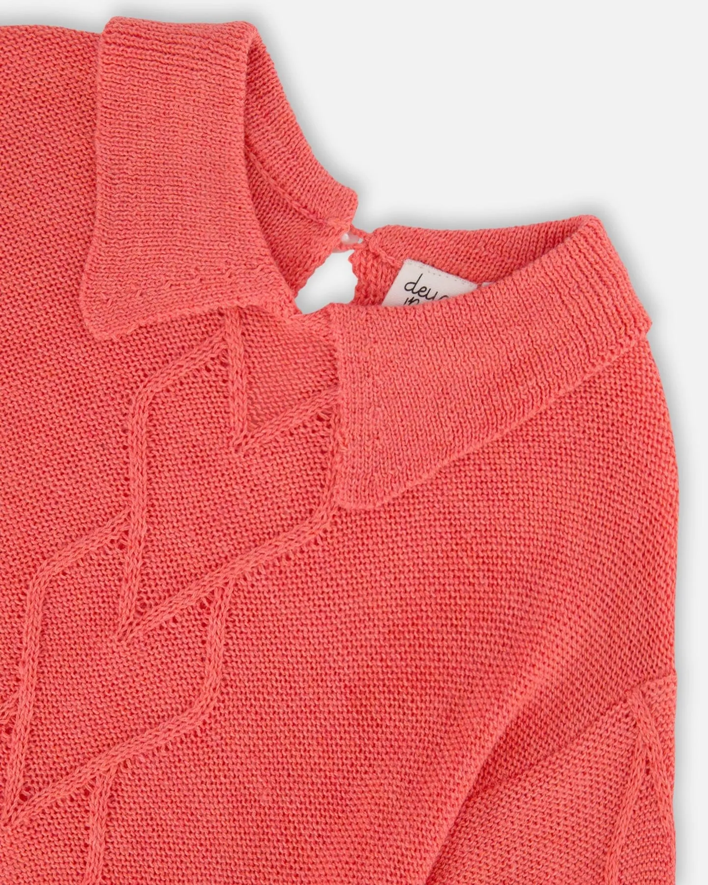 3/4 Knit Sweater With Collar Coral