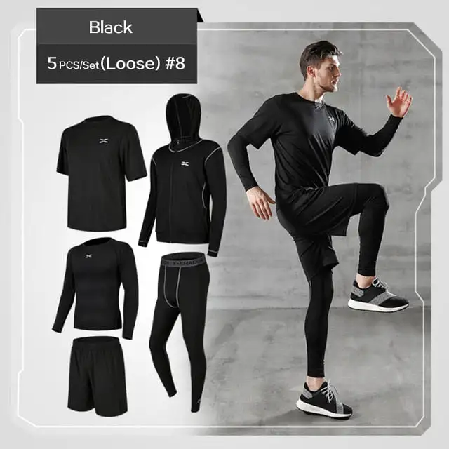 5 Pcs/Set Tracksuit Gym Fitness Exercise Compression Sports Suit