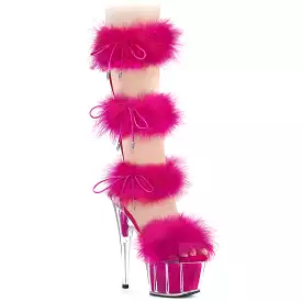 7 Inch Heel ADORE-728F Clear Hot Pink Fur