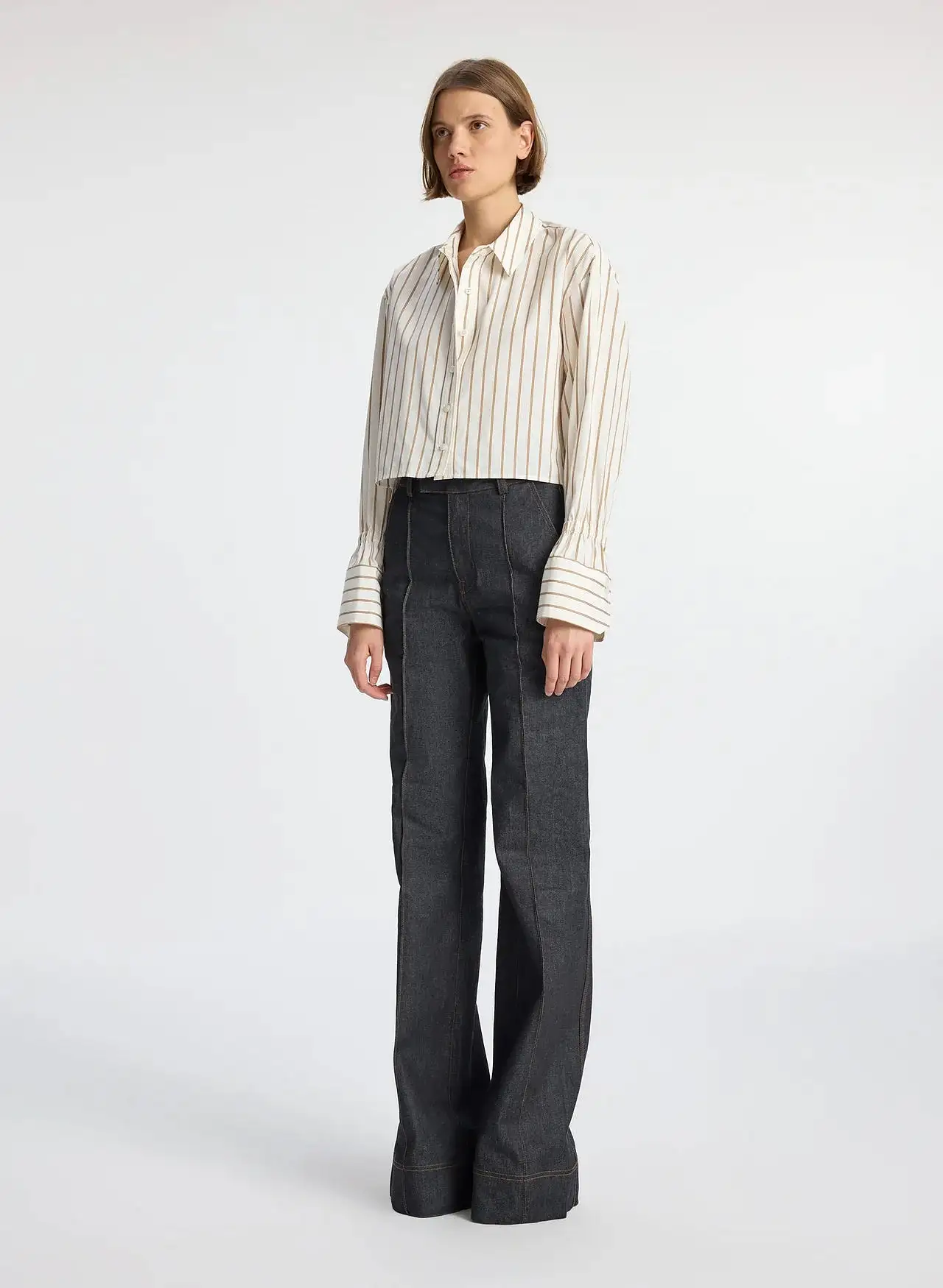 A.L.C - Monica ll Cropped Cotton Shirt - Bone/Lark