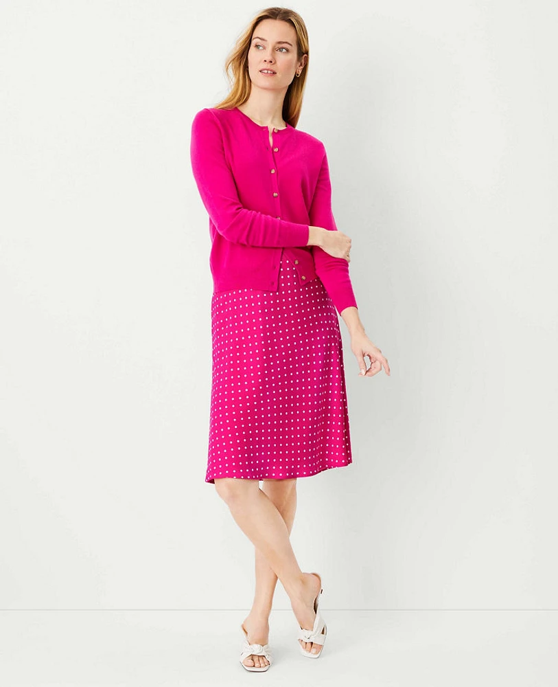 Ann Taylor Dotted Slip Skirt Hot Pink Poppy Women's