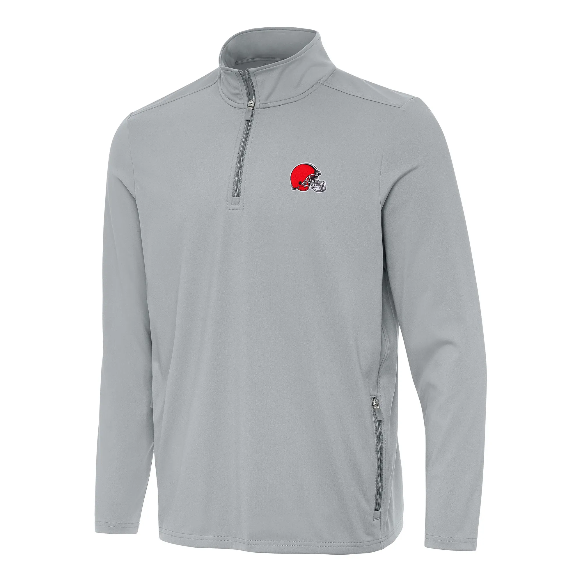 Antigua  Cleveland Browns Gray Perilous Quarter-Zip Pullover Top