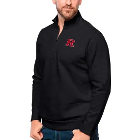 Antigua Rutgers Scarlet Knights Heather Black Gambit Quarter-Zip Pullover Top