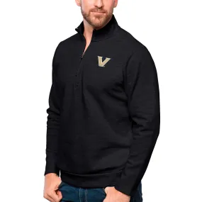 Antigua Vanderbilt Commodores Heather Black Gambit Quarter-Zip Pullover Top