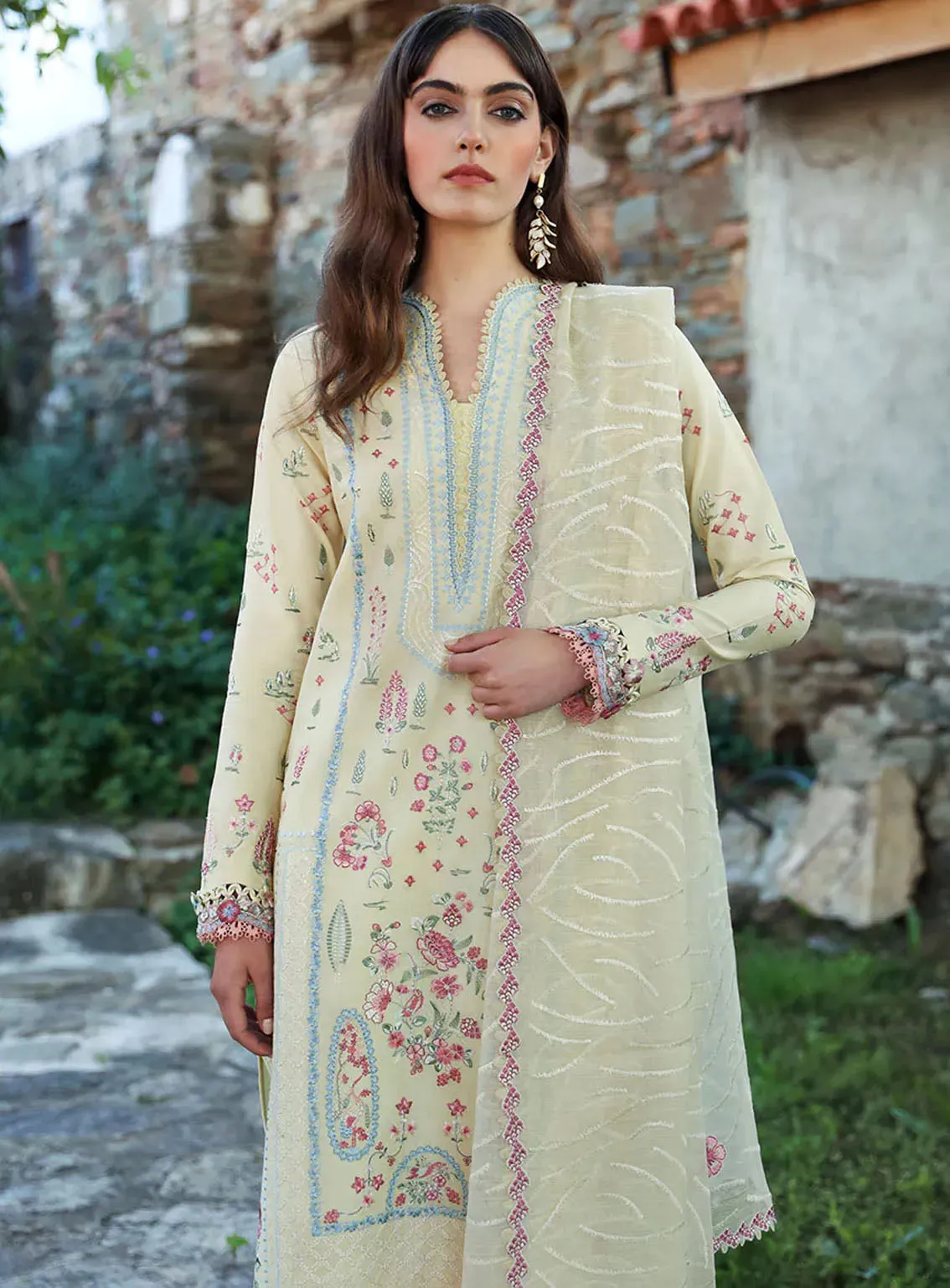 Aylin By Republic WomensWear Embroidered Lawn 3 Piece Unstitched Suit RW24A D7-B