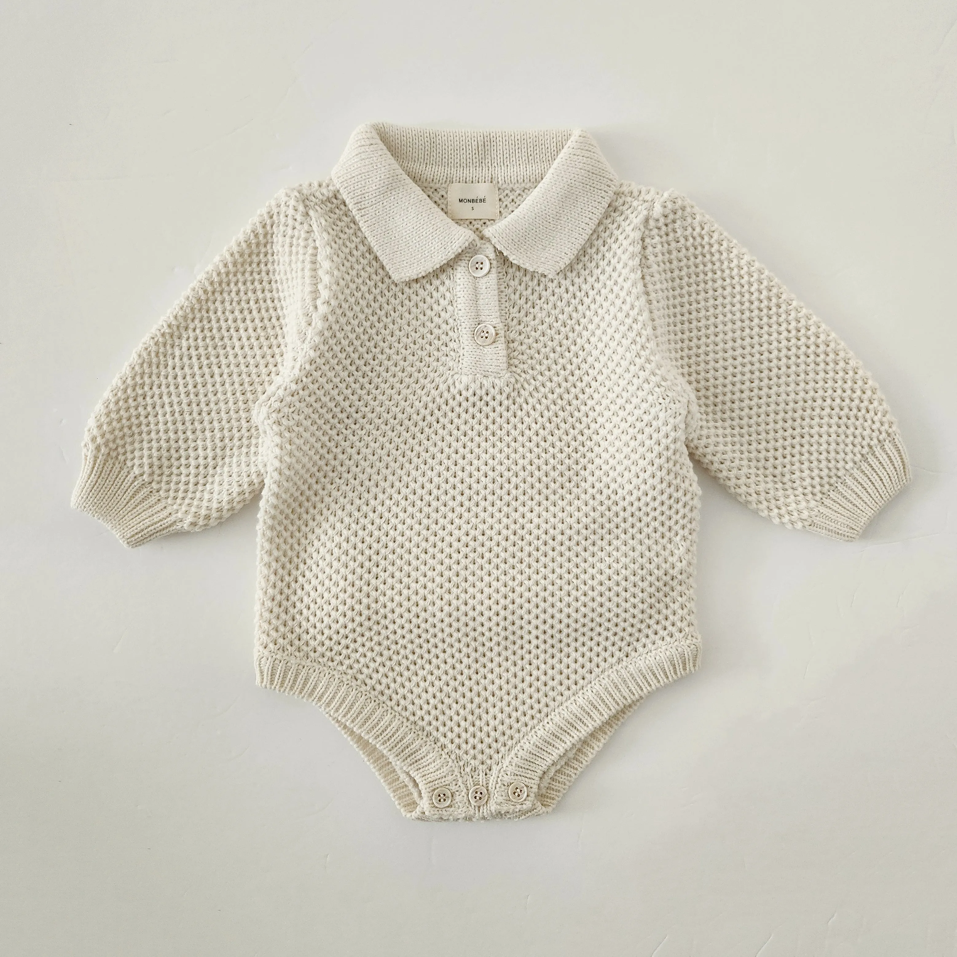 Baby Monbebe Sweater Romper (6-24m) - Cream