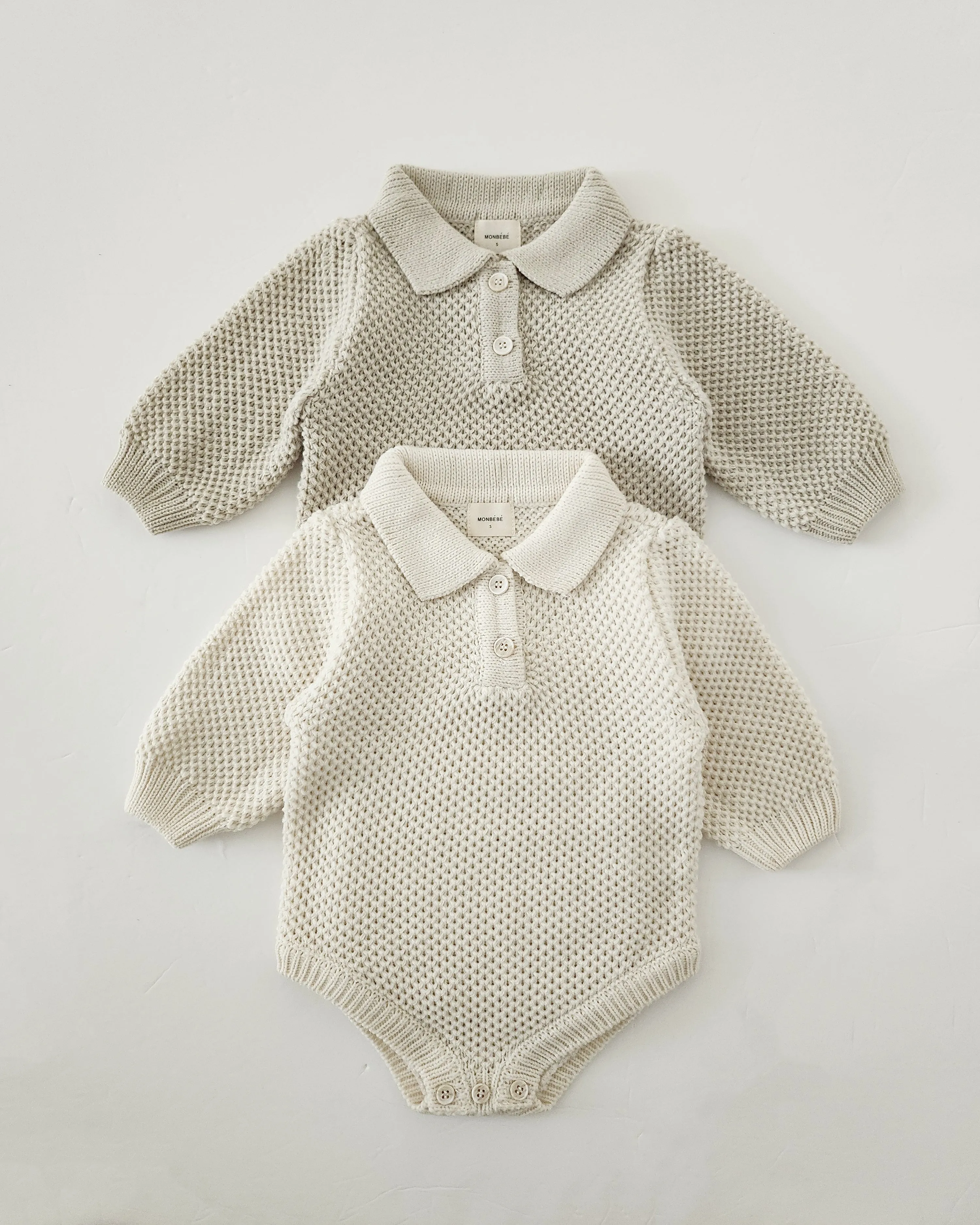 Baby Monbebe Sweater Romper (6-24m) - Cream