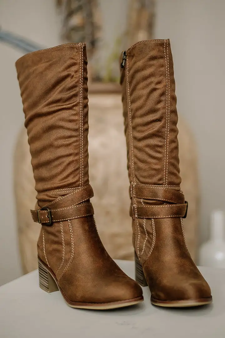 Binda Rust Oiled Vegan Suede Boots No