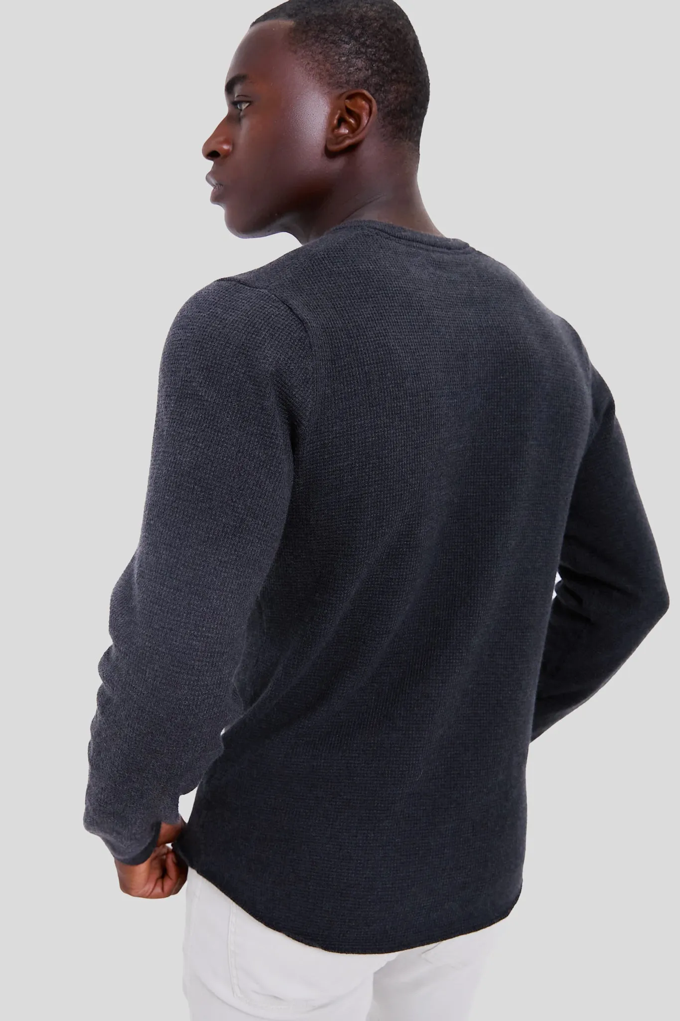 Black Oyster Henley Sweater