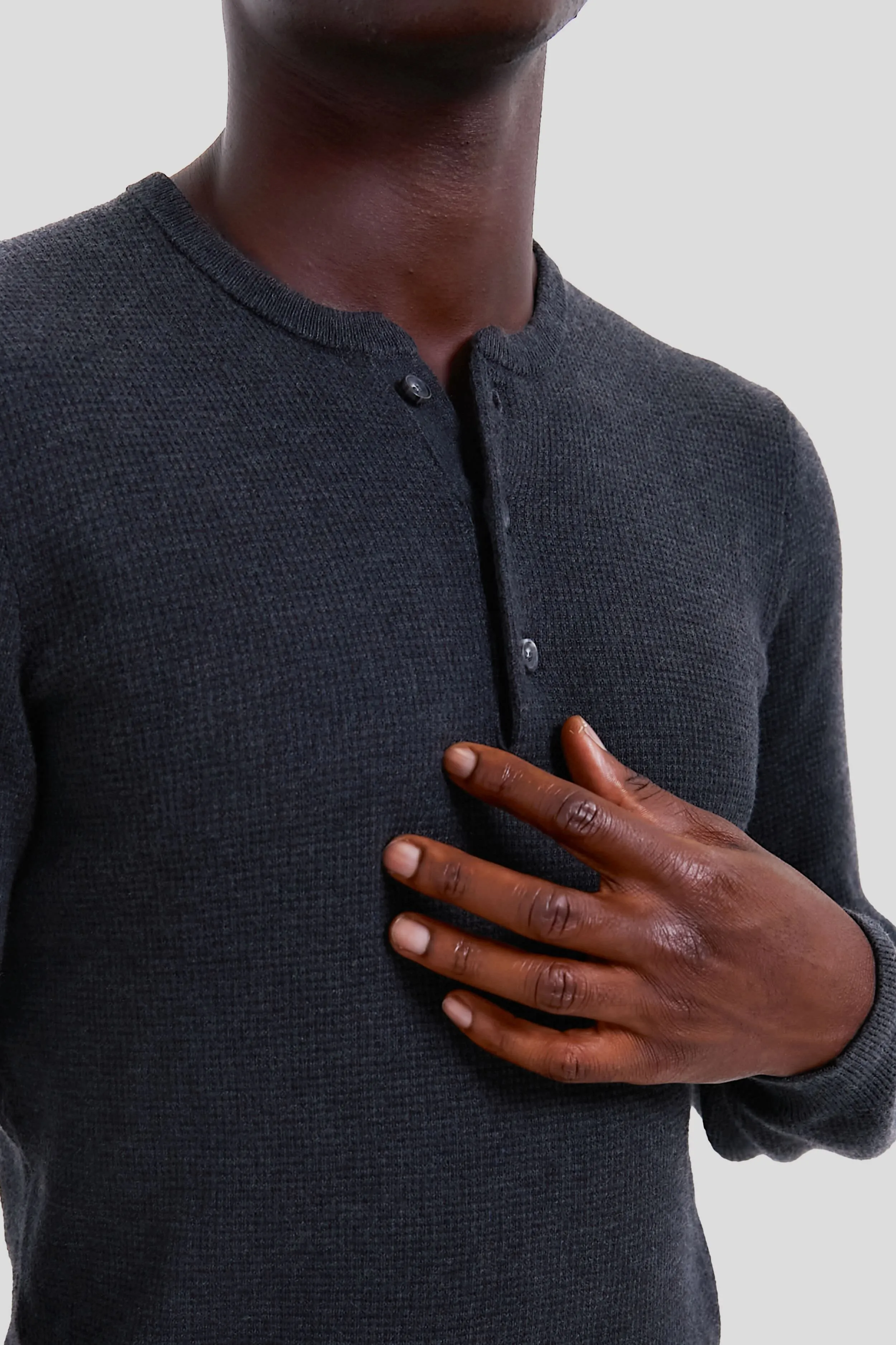 Black Oyster Henley Sweater