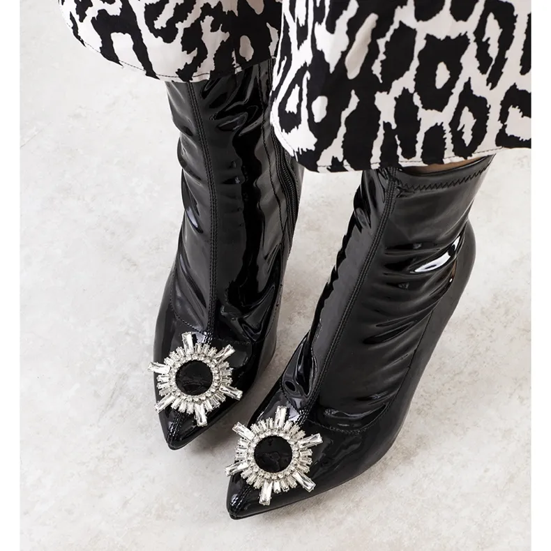 Black patent leather boots by Otto