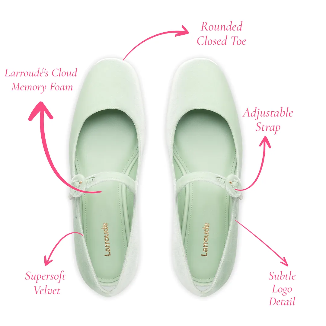 Blair Ballet Flat In Mint Green Velvet