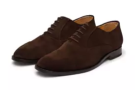 Blind Stitch Captoe Oxford - Dark Brown Suede