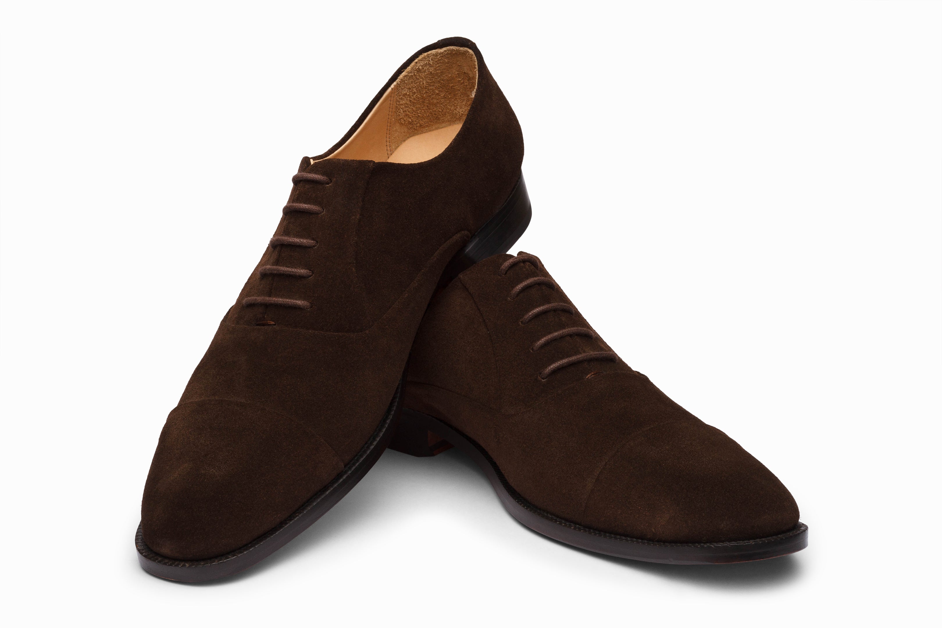 Blind Stitch Captoe Oxford - Dark Brown Suede