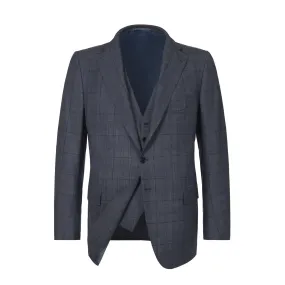  Cesare Attolini Three Pieces Glen-Check Wool and Cashmere-Blend Suit in Blue