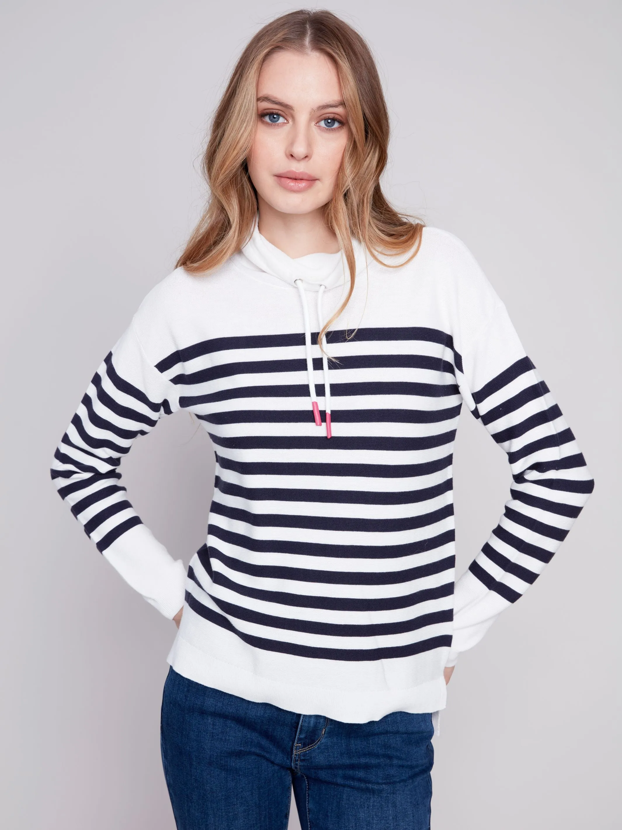 Charlie B Ottoman Funnel Neck Sweater - Nautical