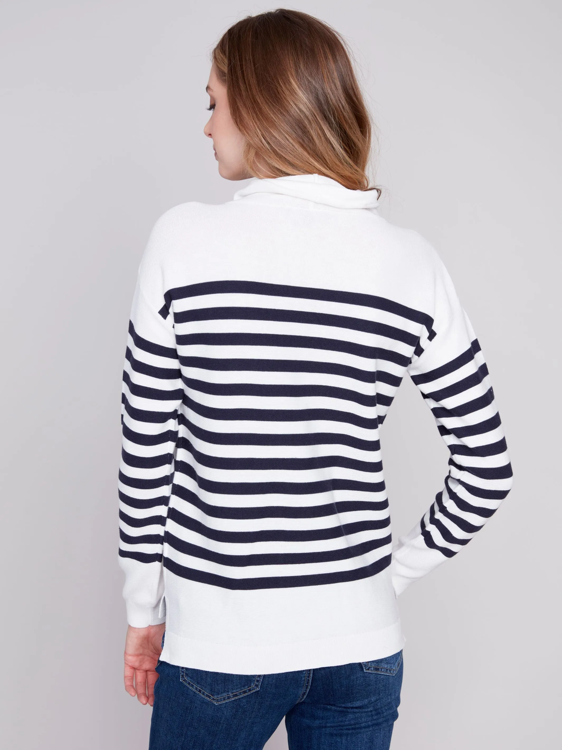 Charlie B Ottoman Funnel Neck Sweater - Nautical