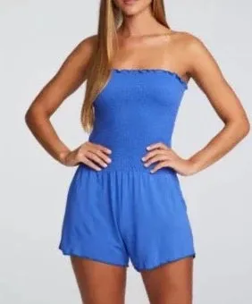 Chaser Cool Jersey Strapless Smocked Short Romper