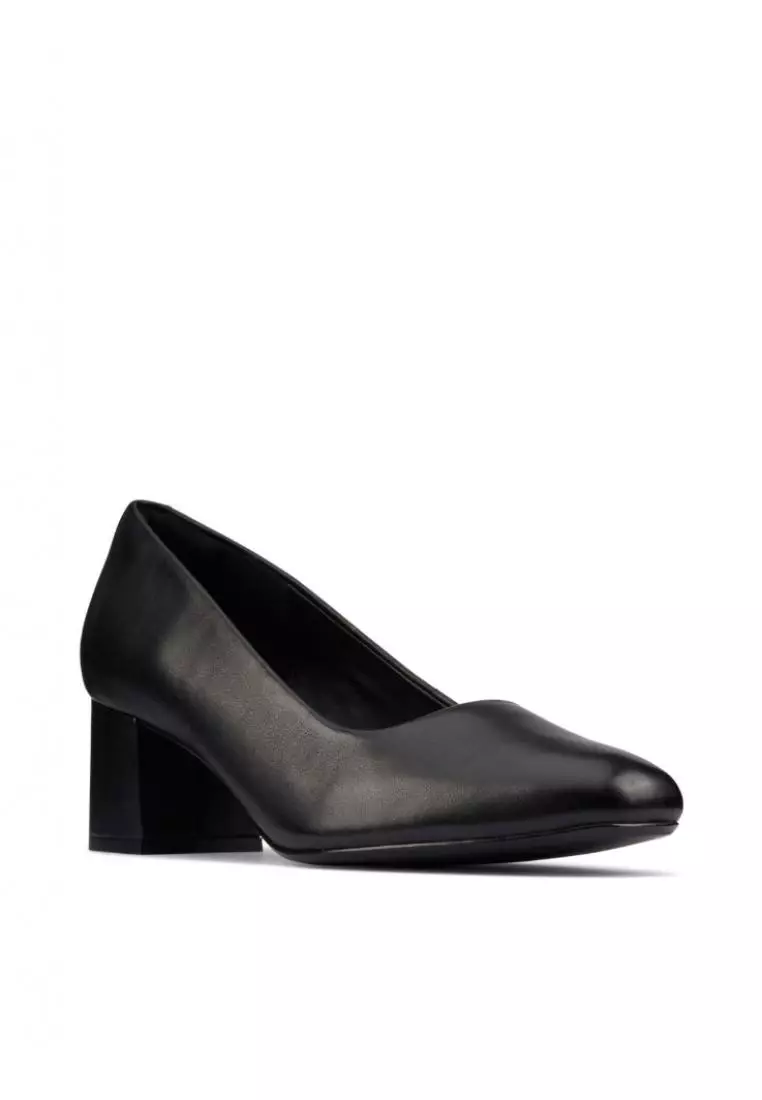 Clarks Clarks Sheer55 Court Black Leather Womens Shoes with Cushion Plus and Medal Rated Tannery Technology