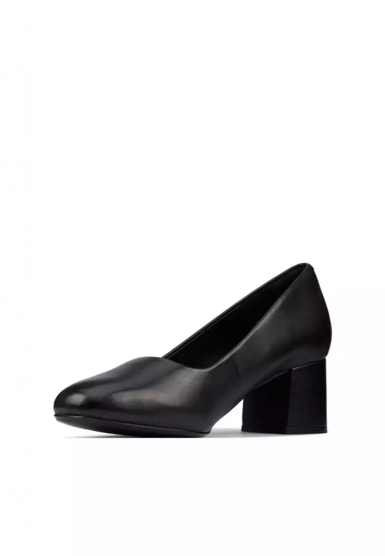 Clarks Clarks Sheer55 Court Black Leather Womens Shoes with Cushion Plus and Medal Rated Tannery Technology