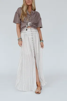 Coastal Charm Smocked Maxi Skirt - Cream