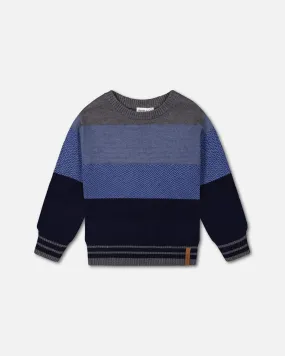 Colorblock Sweater Blue Gradient