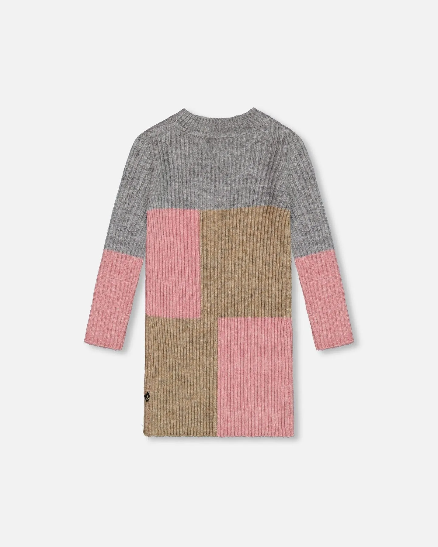 Colorblock Sweater Dress Gray, Golden And Pink