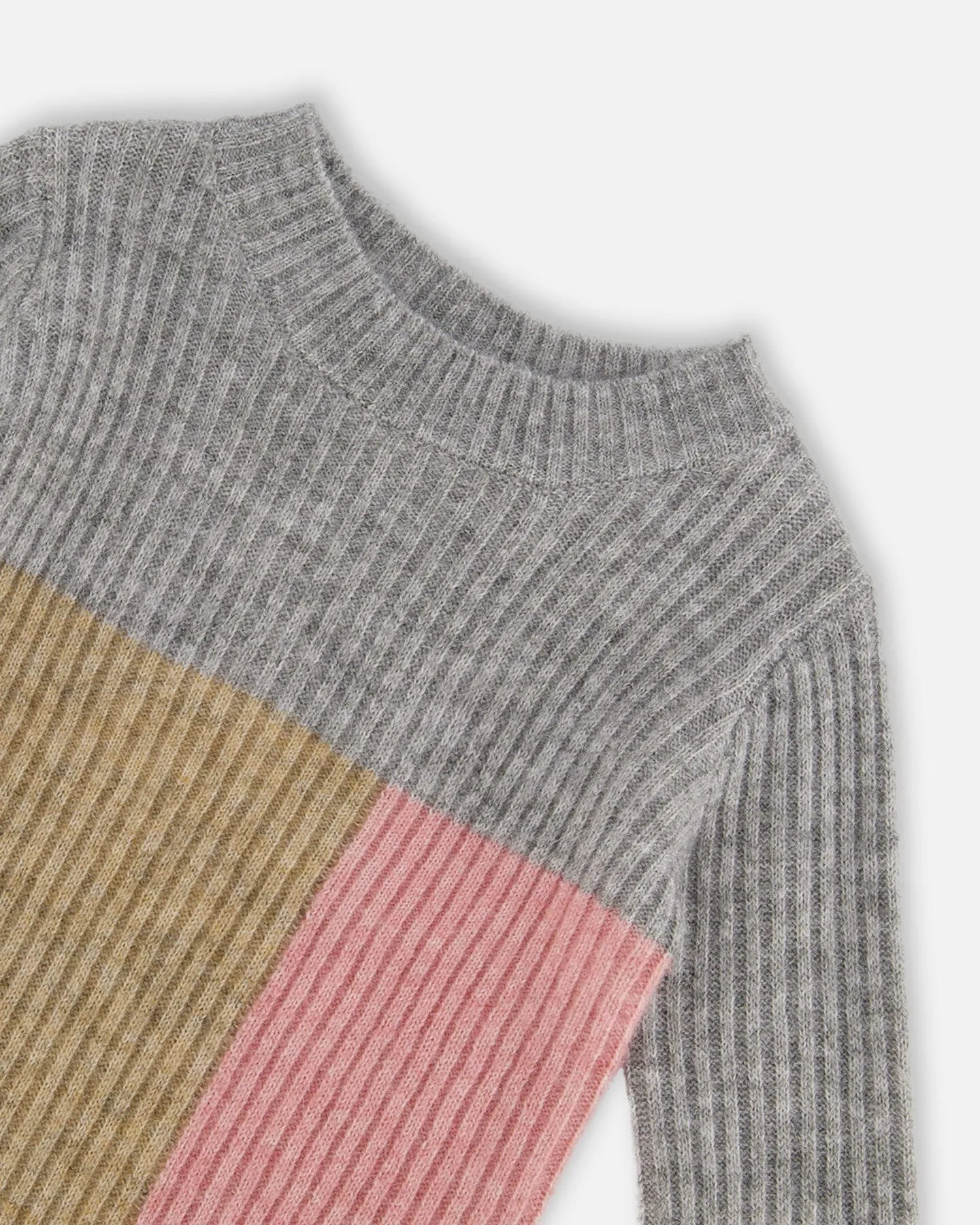 Colorblock Sweater Dress Gray, Golden And Pink