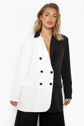 Contrast Mono Tailored Oversized Blazer