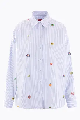 cotton shirt with Fruit Stickers prints