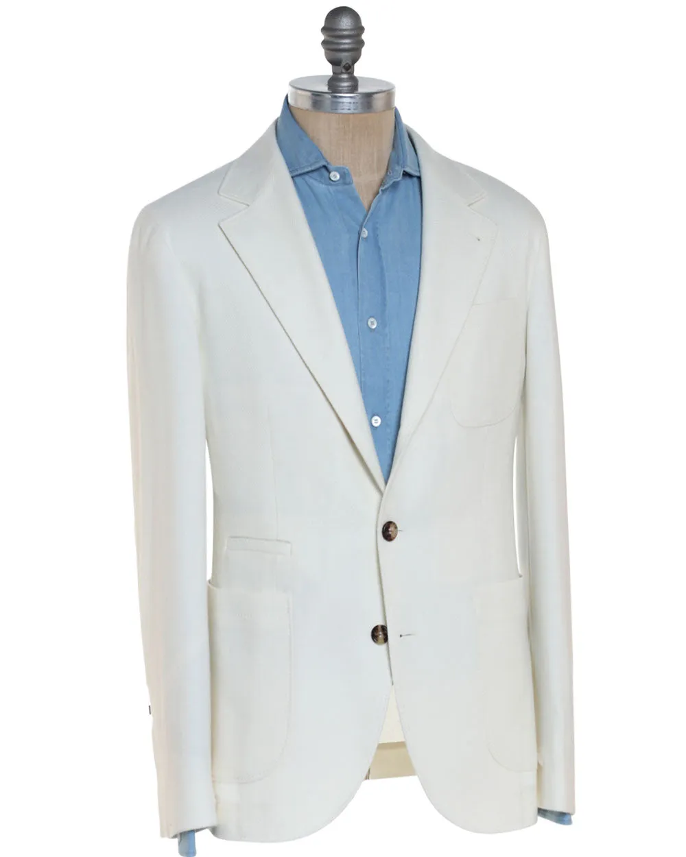 Cream Wool Blend Tonal Woven Sportcoat