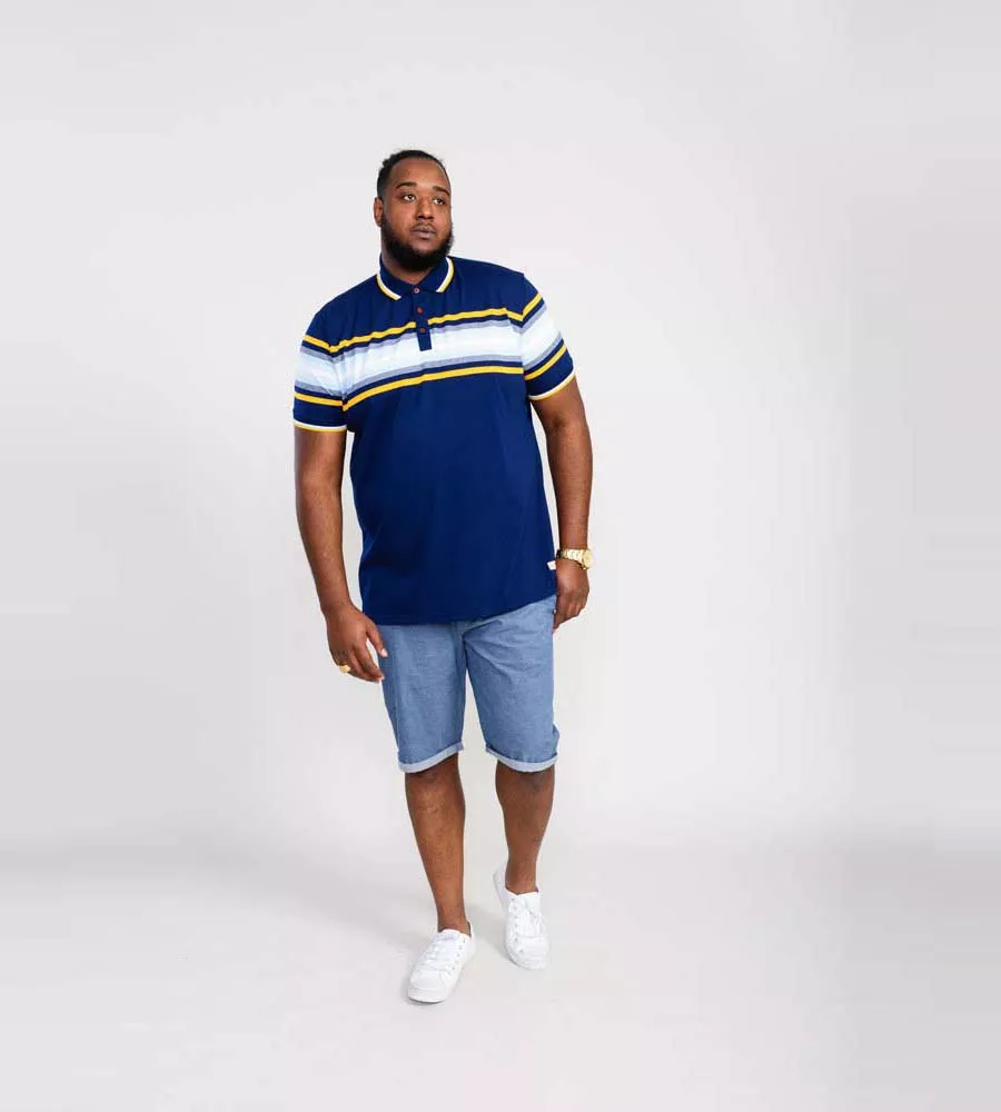 D555 Big Mens Jersey Polo Shirt With Multi Stripe (PELDON)