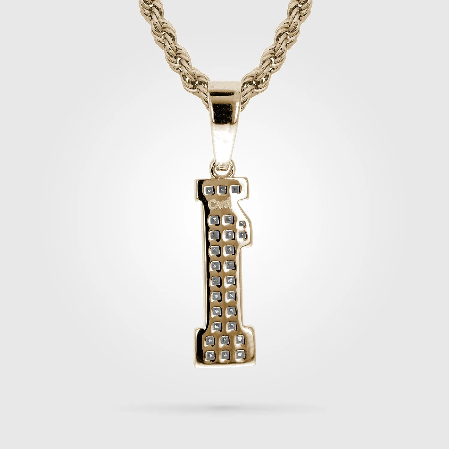 Diamond Studded Jersey Number Necklace | Single Digit | Gold