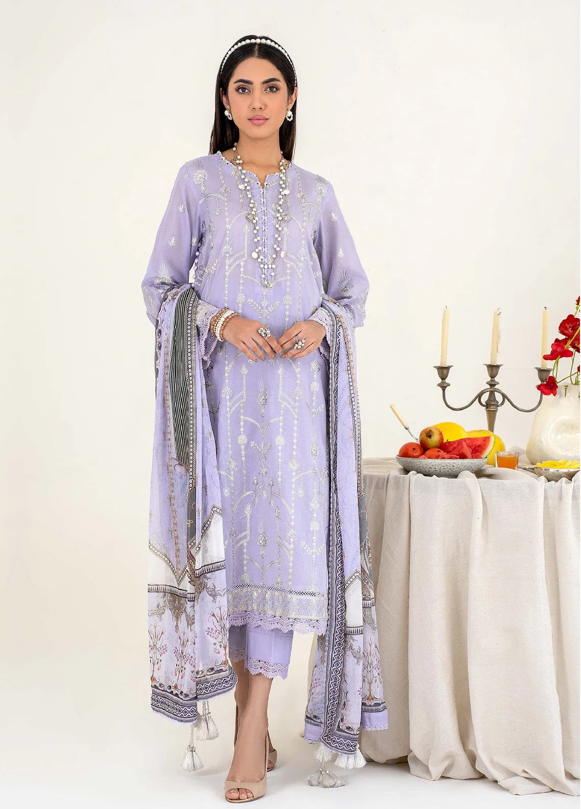 Eid Edition by Zarif Embroidered Lawn 3 Piece Unstitched Suit ZF23L ZEL-06 WATER LILY