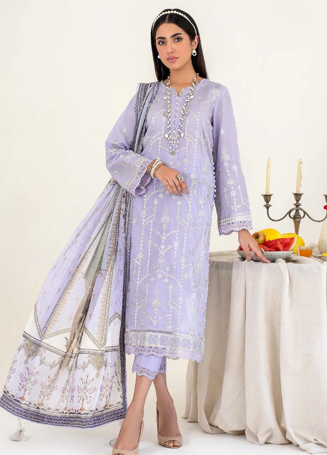 Eid Edition by Zarif Embroidered Lawn 3 Piece Unstitched Suit ZF23L ZEL-06 WATER LILY