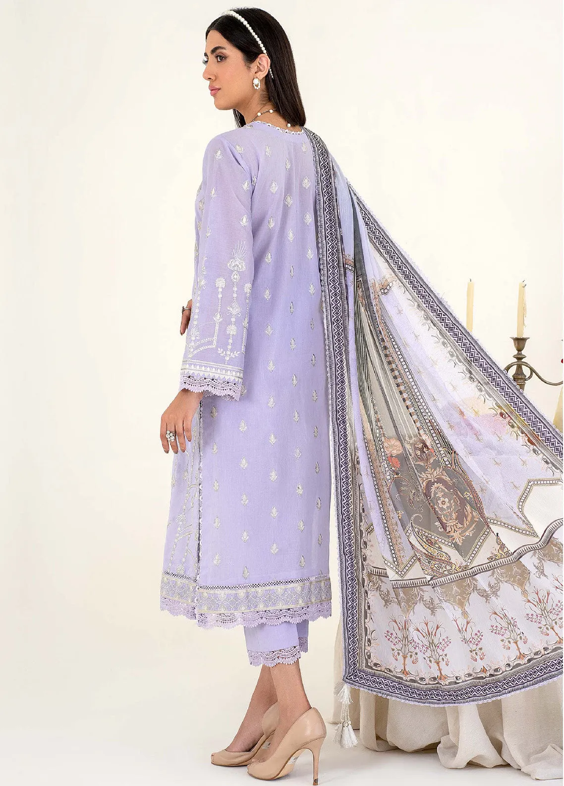 Eid Edition by Zarif Embroidered Lawn 3 Piece Unstitched Suit ZF23L ZEL-06 WATER LILY