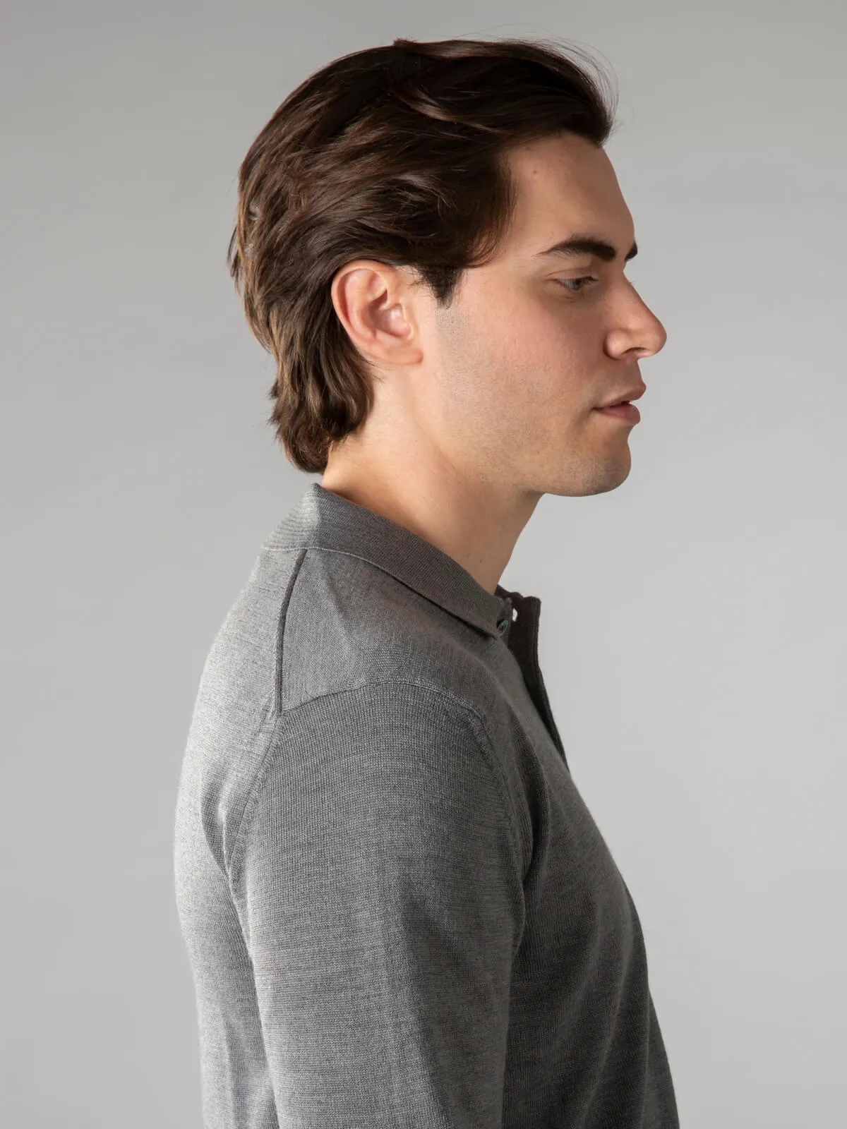 Extrafine Merino Polo Dark Grey