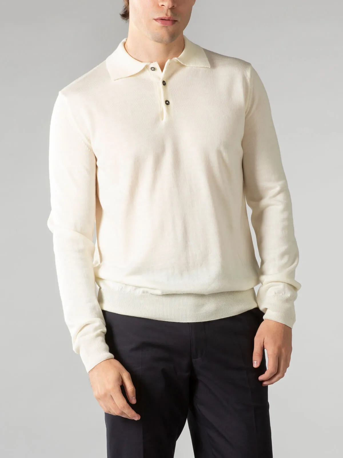 Extrafine Merino Polo Ivory