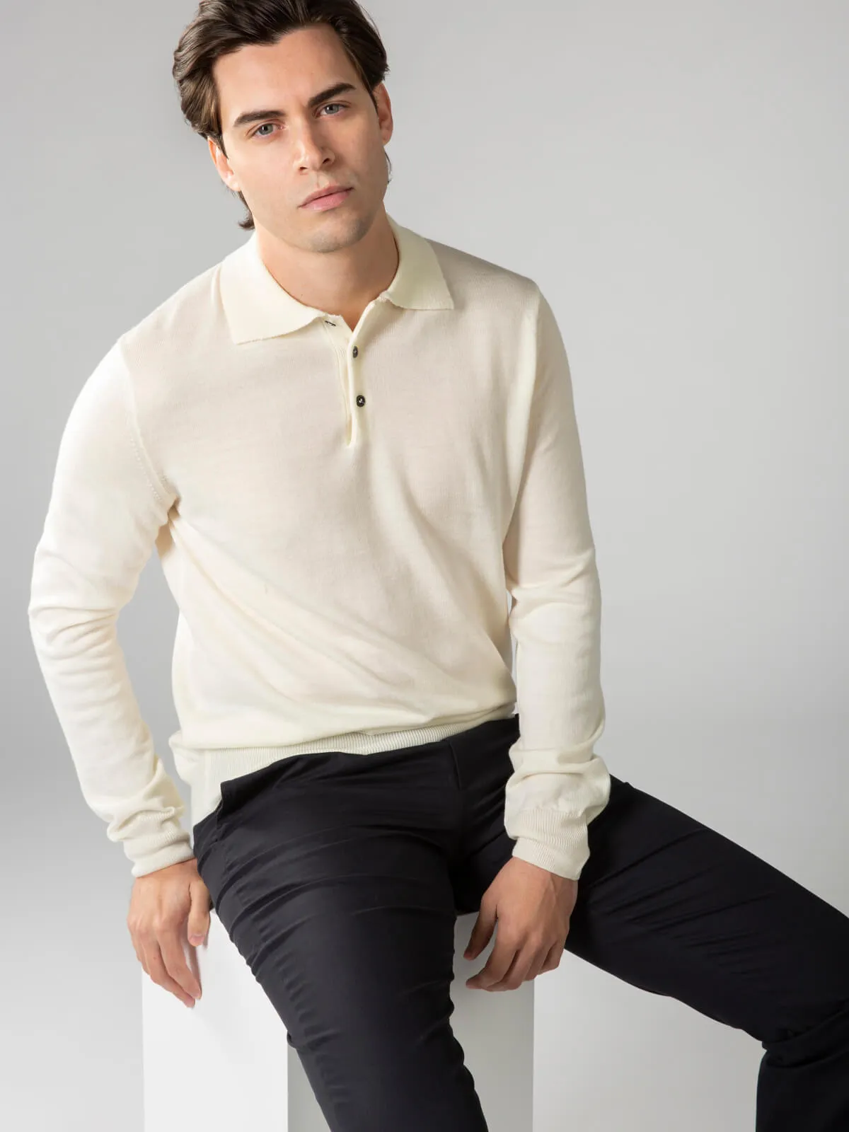 Extrafine Merino Polo Ivory