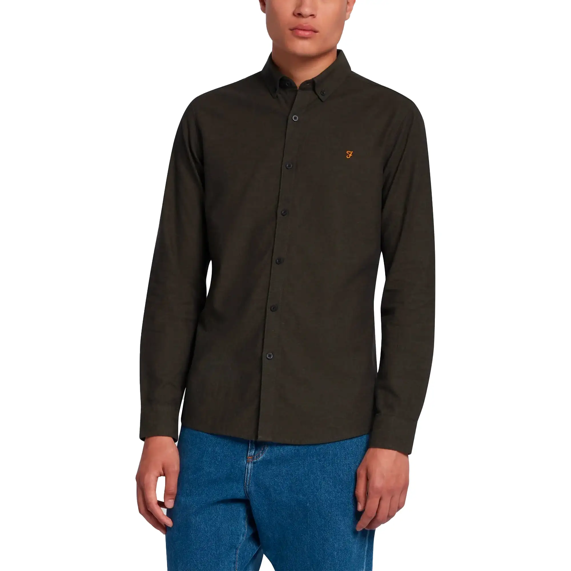 Farah Steen Brushed Cotton Shirt - Evergreen Marl