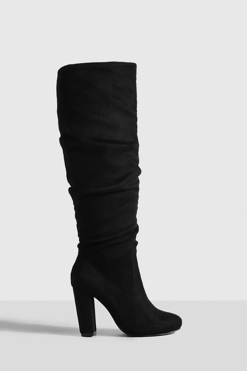 Faux Suede Block Heel Knee High Boots