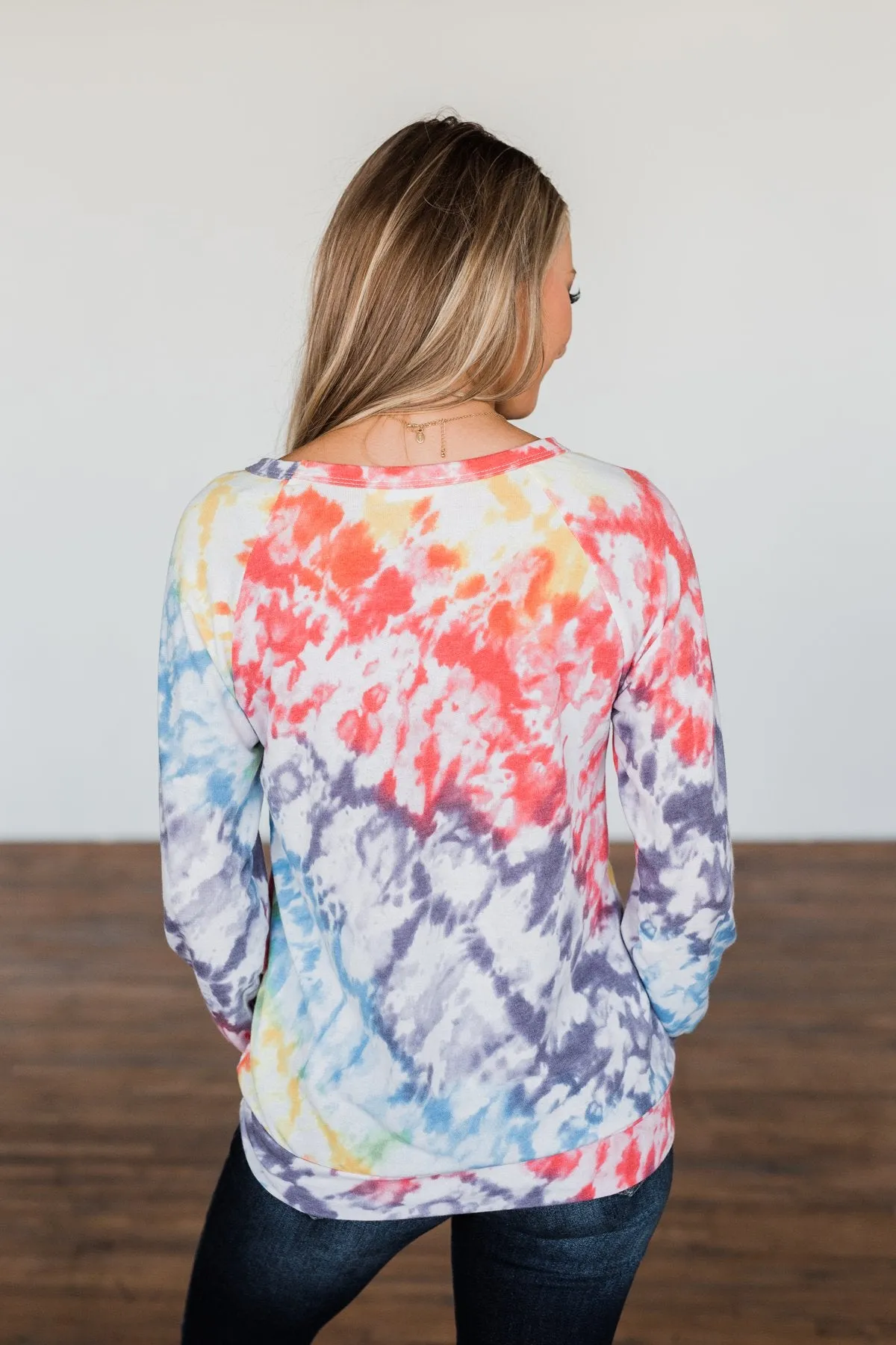 Feels Like A Dream Tie Dye Pullover Top- Rainbow