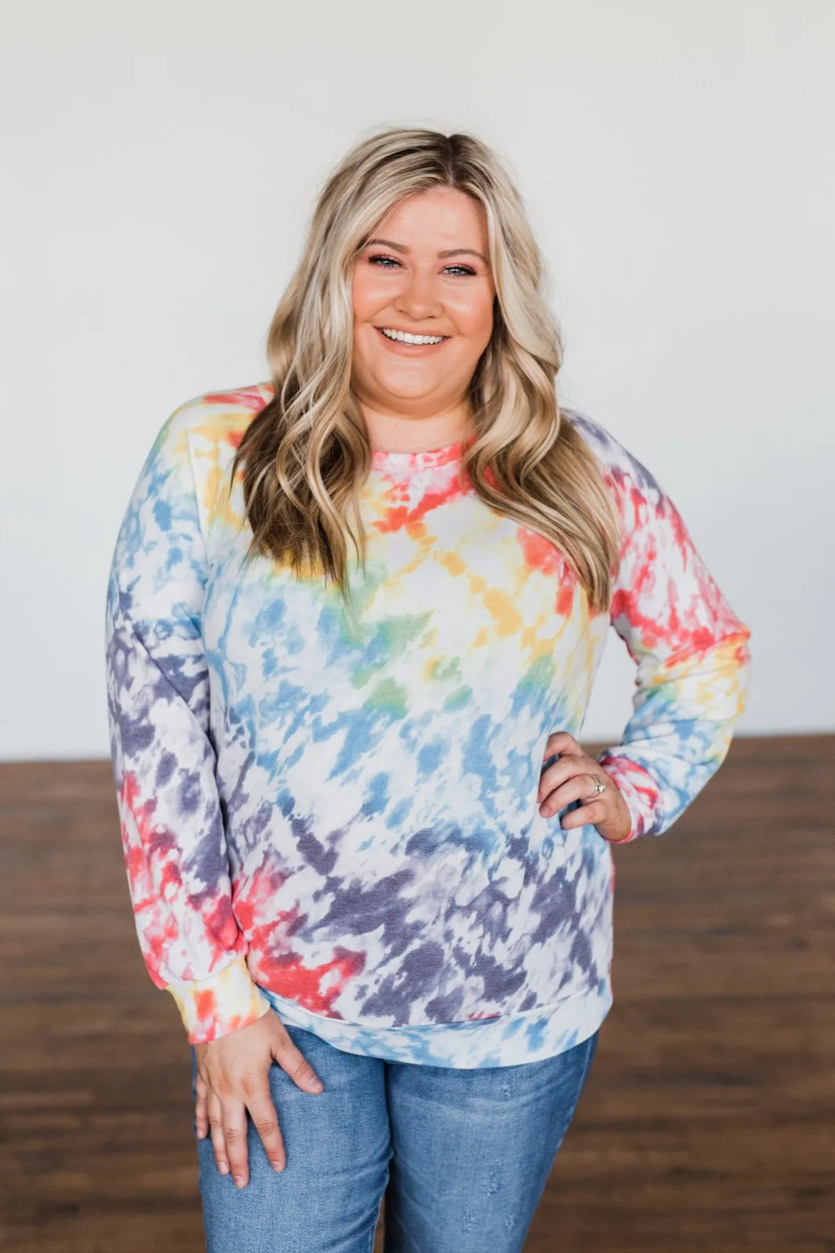 Feels Like A Dream Tie Dye Pullover Top- Rainbow